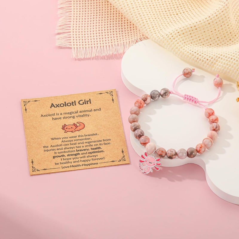 VULETO Axolotl/Horse Bracelet Gifts for Girls Women, Charm Pearl Beads Cute Stuff Valentines Birthday Jewelry for Kids Teens - Image 3